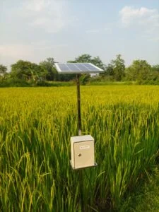 Farmers using SystemSage FarmGenius Anweshon for precision agriculture.